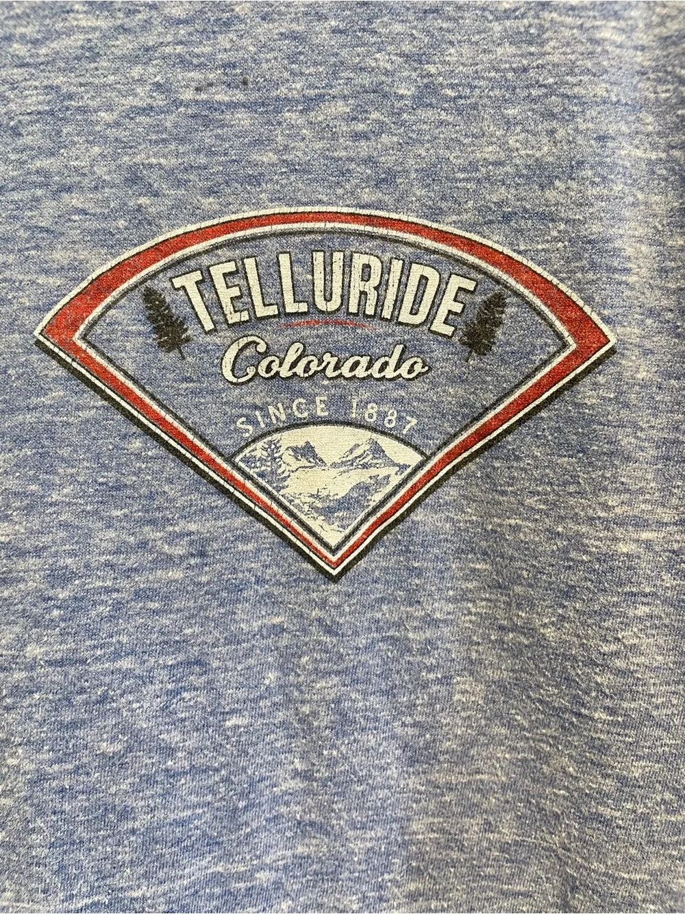Stylemaster Telluride Colorado Mountain Ski Graphic Blue T Shirt Men Large